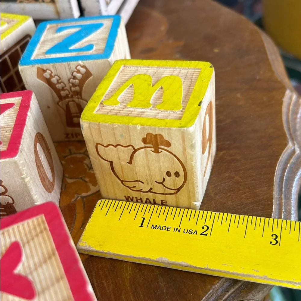 Vintage Wooden Alphabet Building Blocks
